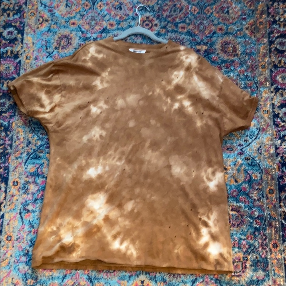 Double zero brown acid wash t shirt dress